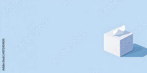 Tissue box icon web banner. Tissue box icon isolated on light blue background with copy space.