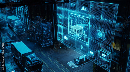 Modern Transport Technology: High-Tech Truck Illustration for Logistics and Smart Transportation Solutions
