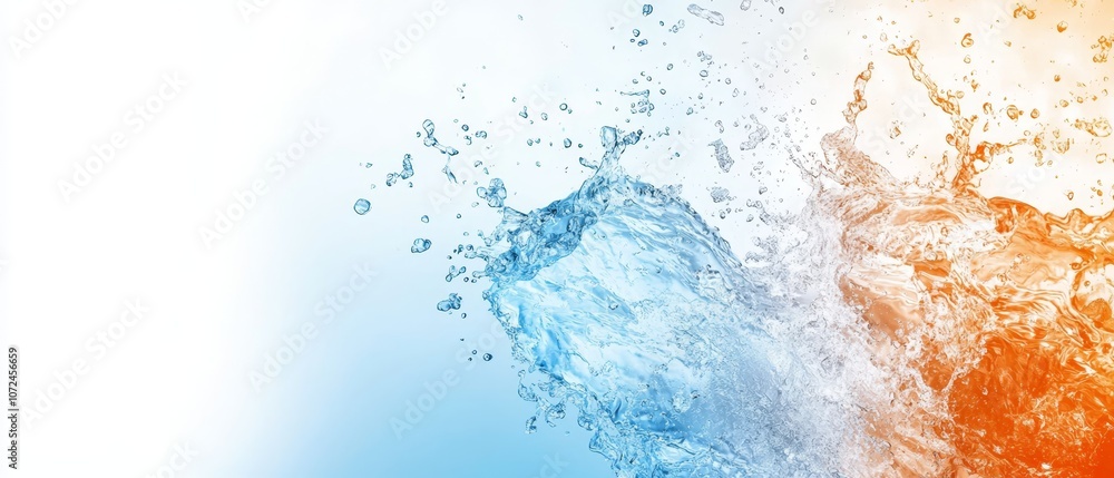 Obraz premium A blue and orange splash of water on a white background