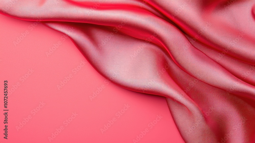 Obraz premium A vibrant red fabric drapes elegantly over a smooth surface, showcasing intricate textures and rich color.