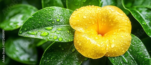 A yellow flower with water droplets on it