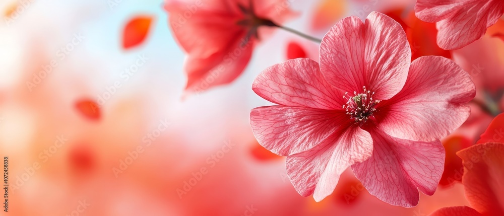 A close up of a pink flower on a branch A close up of a pink flower on a branch