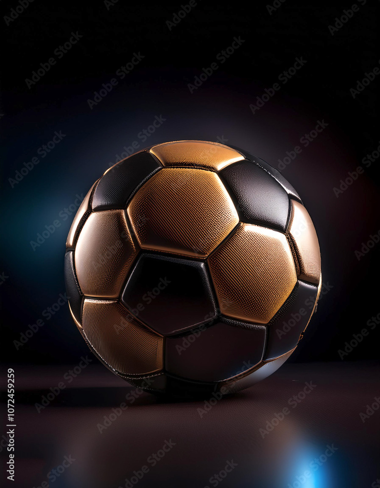 Naklejka premium a modern soccer ball, isolated on a dark black