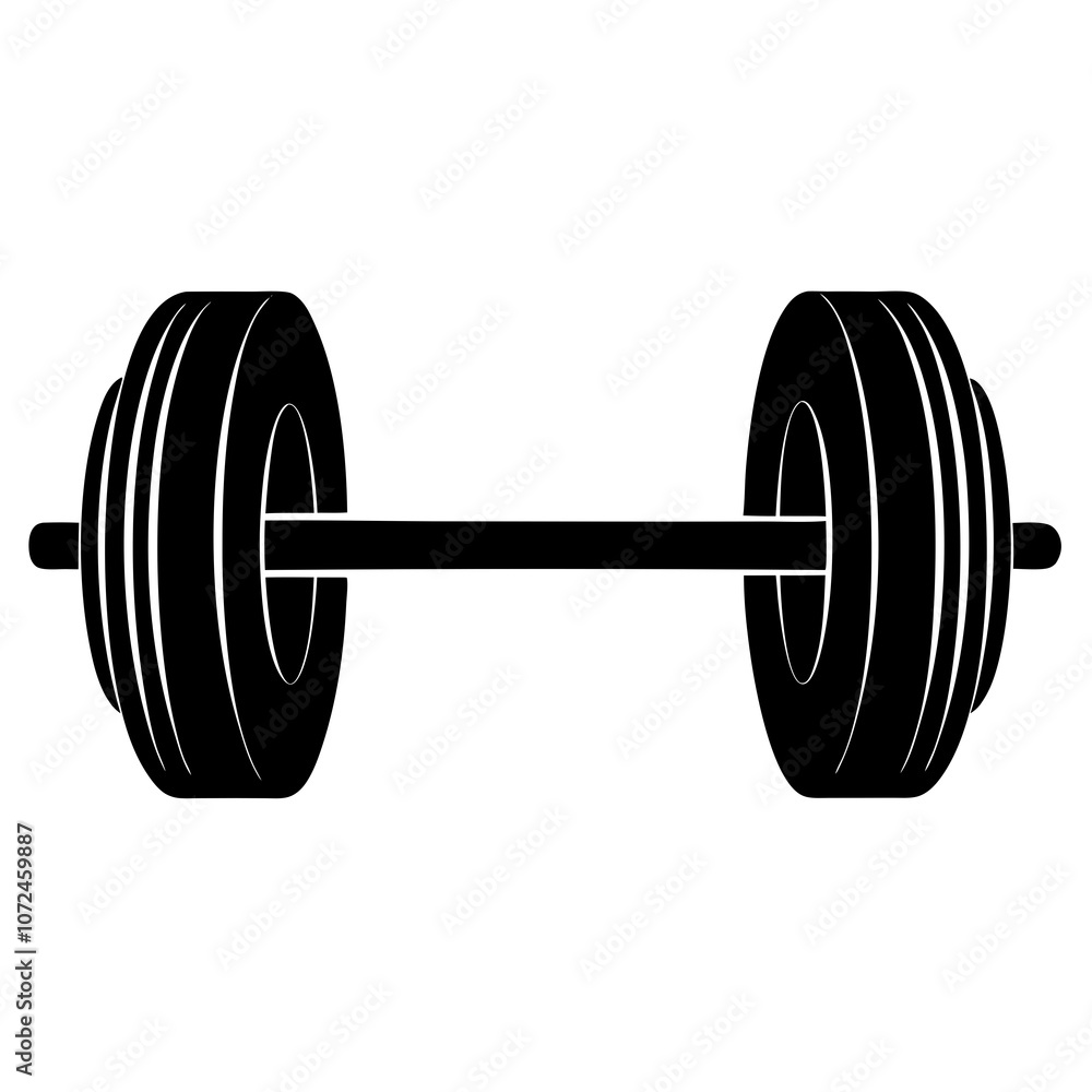 barbell vector silhouette on white bedground barbell vector silhouette on white bedground