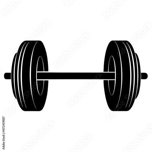  barbell vector silhouette on white bedground