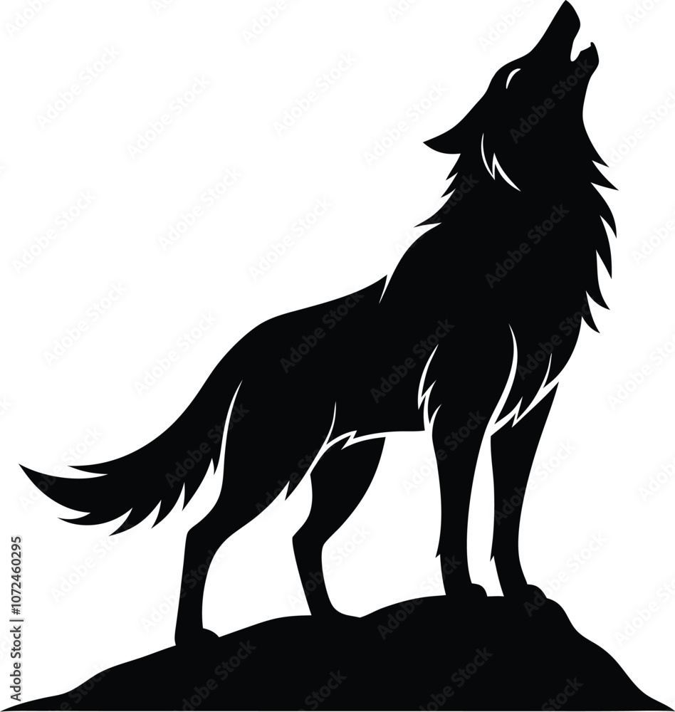 Howling Wolf Vector Silhouette Howling Wolf Vector Silhouette
