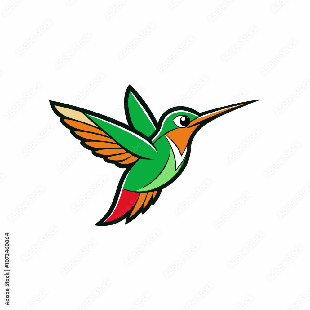 Fototapeta premium Humming bird mascot logo on white background