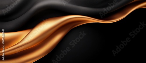 A black and gold background with a wavy design