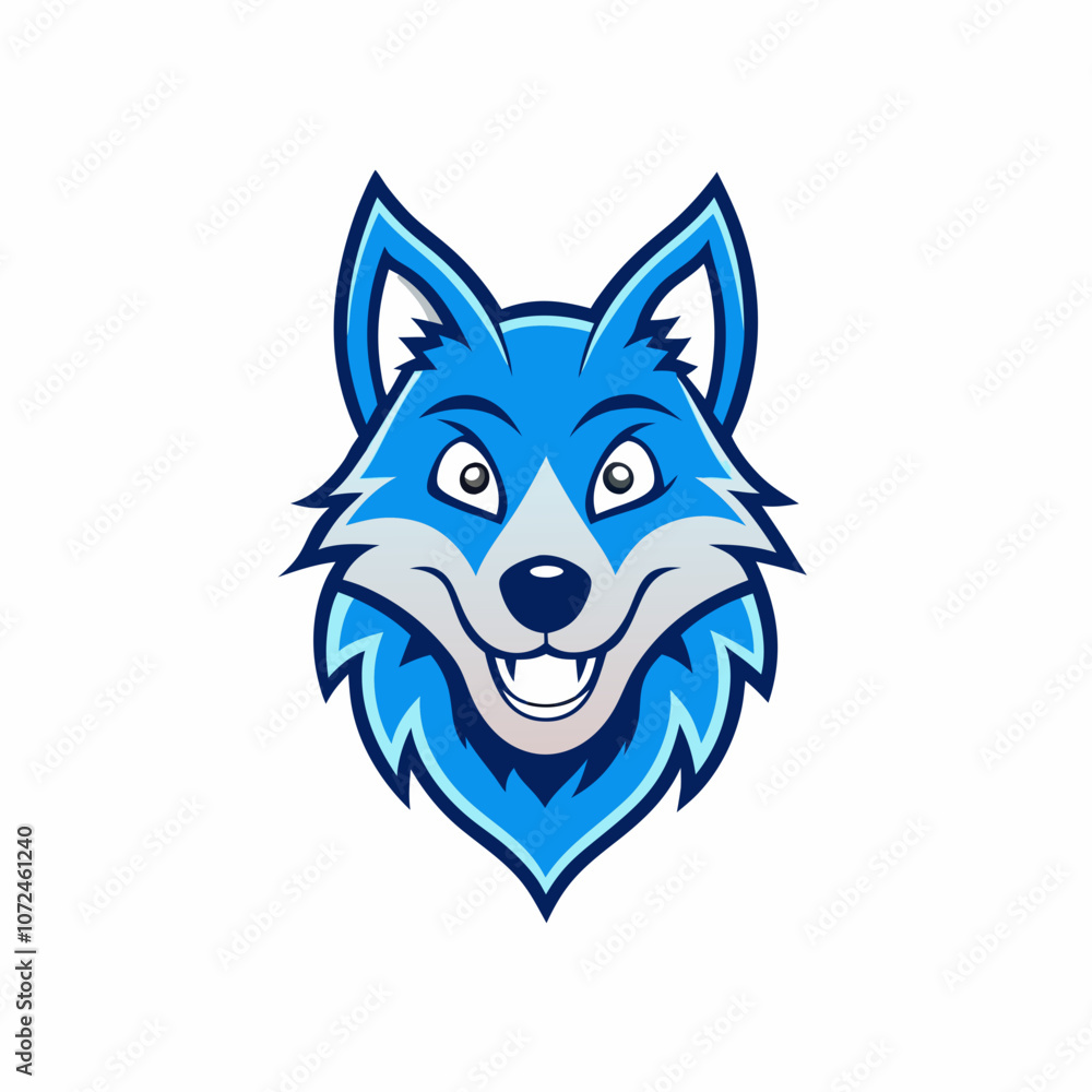 Blue wolf mascot logo on white background Blue wolf mascot logo on white background