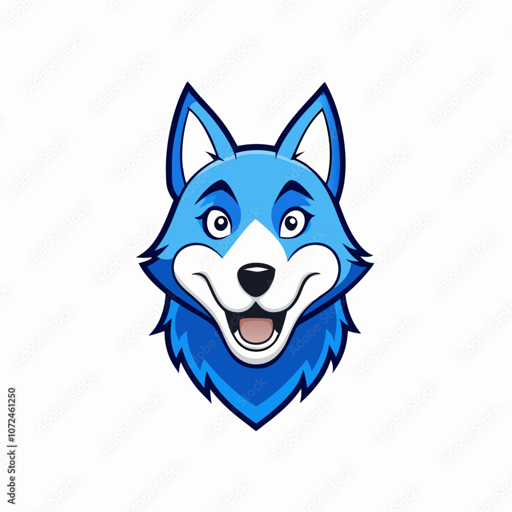 Blue wolf mascot logo on white background Blue wolf mascot logo on white background