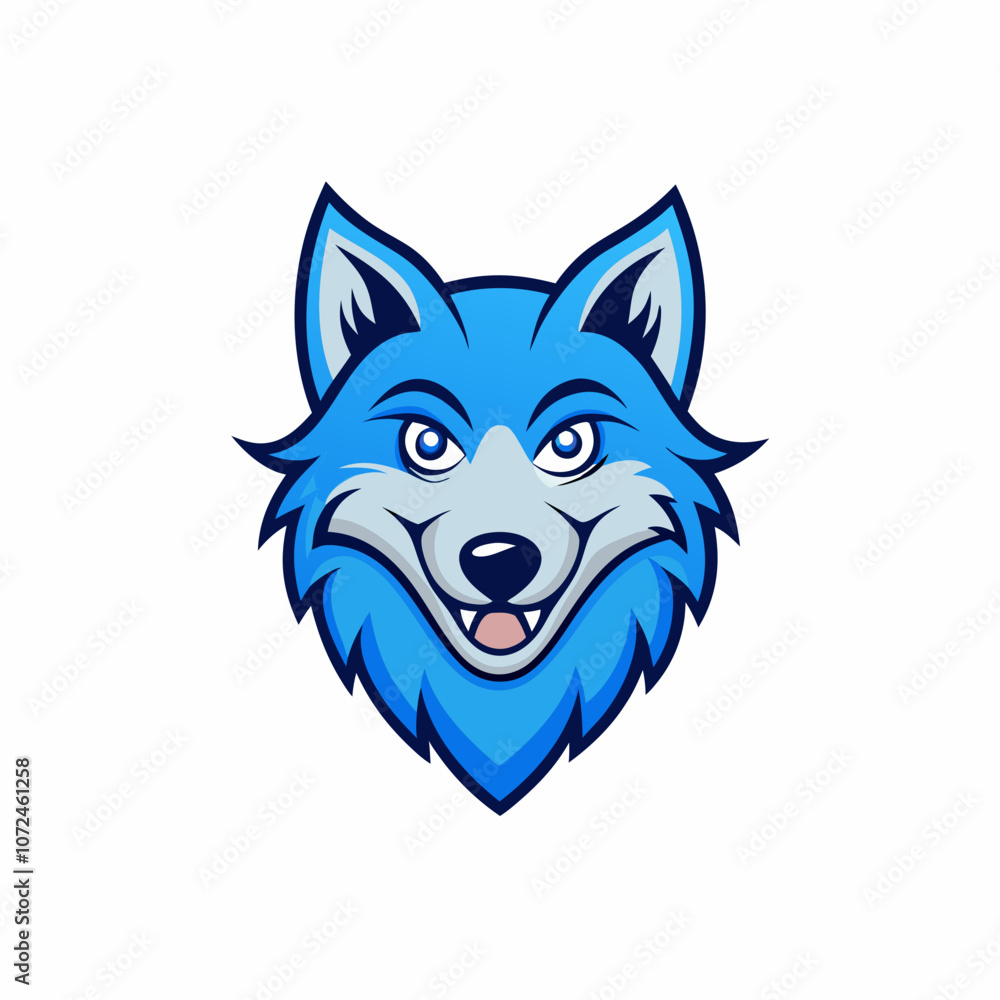 Naklejka premium Blue wolf mascot logo on white background