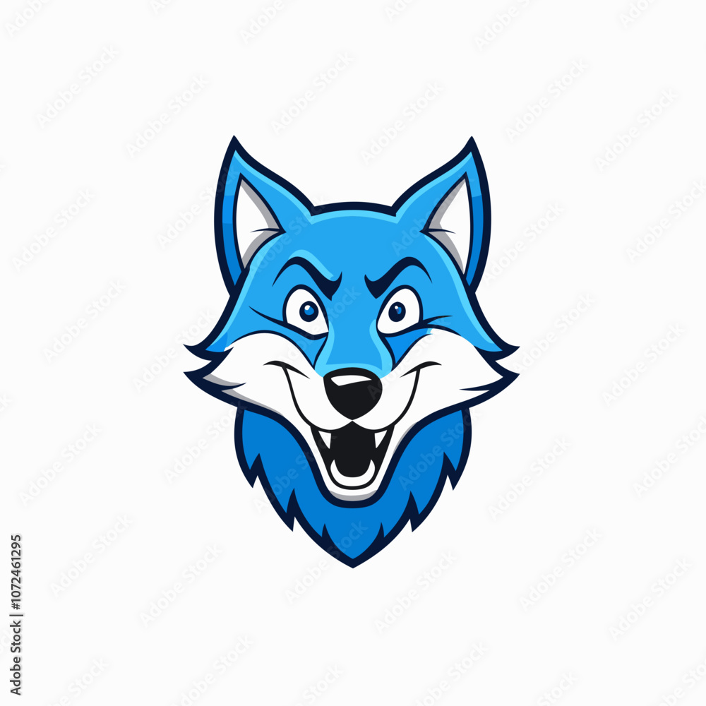 Fototapeta premium Blue wolf mascot logo on white background