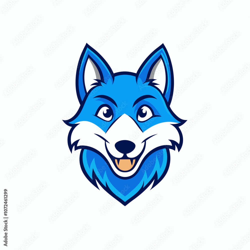 Blue wolf mascot logo on white background Blue wolf mascot logo on white background