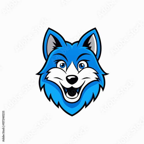 Blue wolf mascot logo on white background