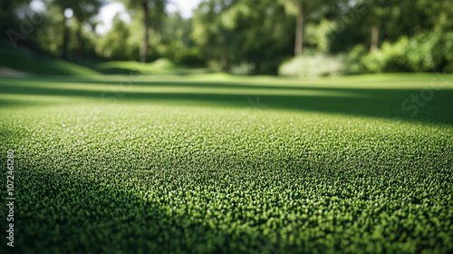 Lush Green Grass Lawn with Blurred Forest Background   Nature  Summer  Outdoors  Landscape
