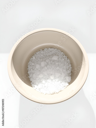 Top view of salt in a bowl with clipping path