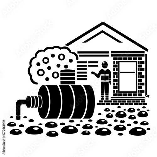 Vector illustration, logo, septic tank icon. Isolated on a white background.	