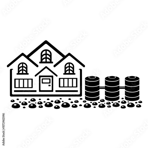 Vector illustration, logo, septic tank icon. Isolated on a white background.	
