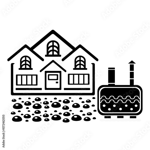 Vector illustration, logo, septic tank icon. Isolated on a white background.	