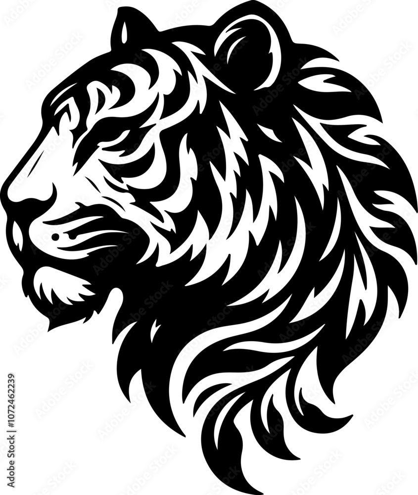tiger head silhouette vector style with white background tiger head silhouette vector style with white background