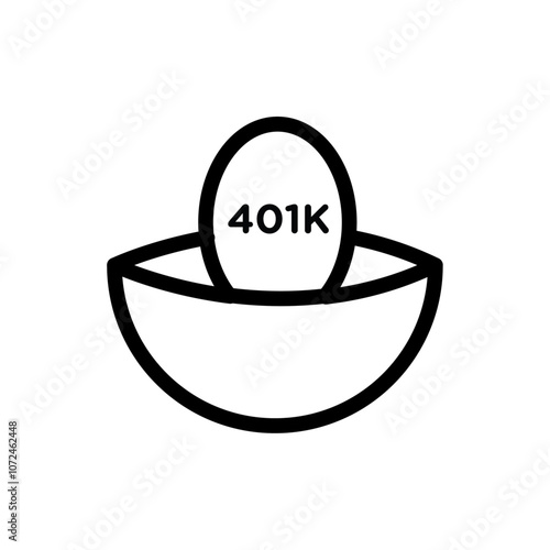401k retirement savings icon black and white vector outline sign