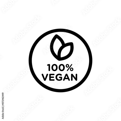 100% vegan icon black and white vector outline sign