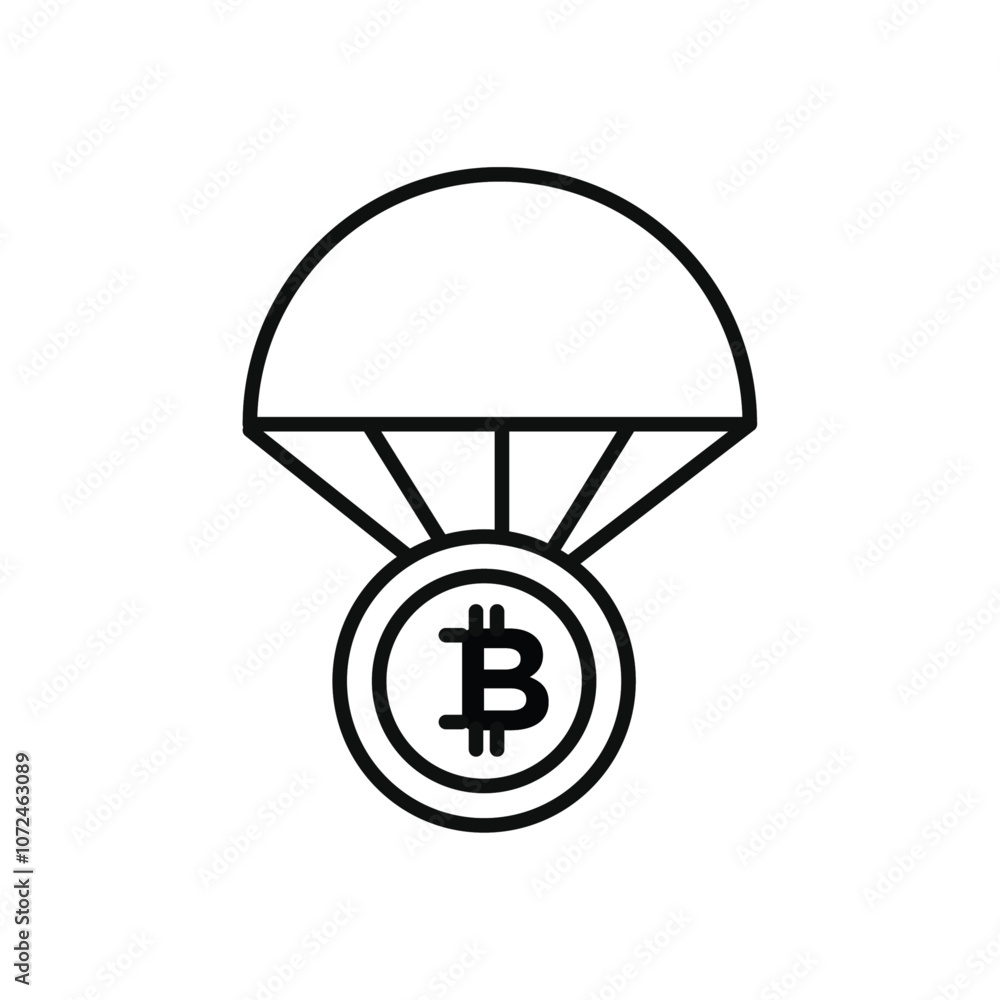 Bitcoin airdrop icon black and white vector outline sign Bitcoin airdrop icon black and white vector outline sign