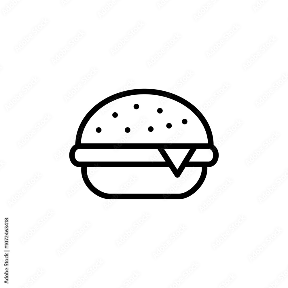 Burger icon black and white vector outline sign Burger icon black and white vector outline sign