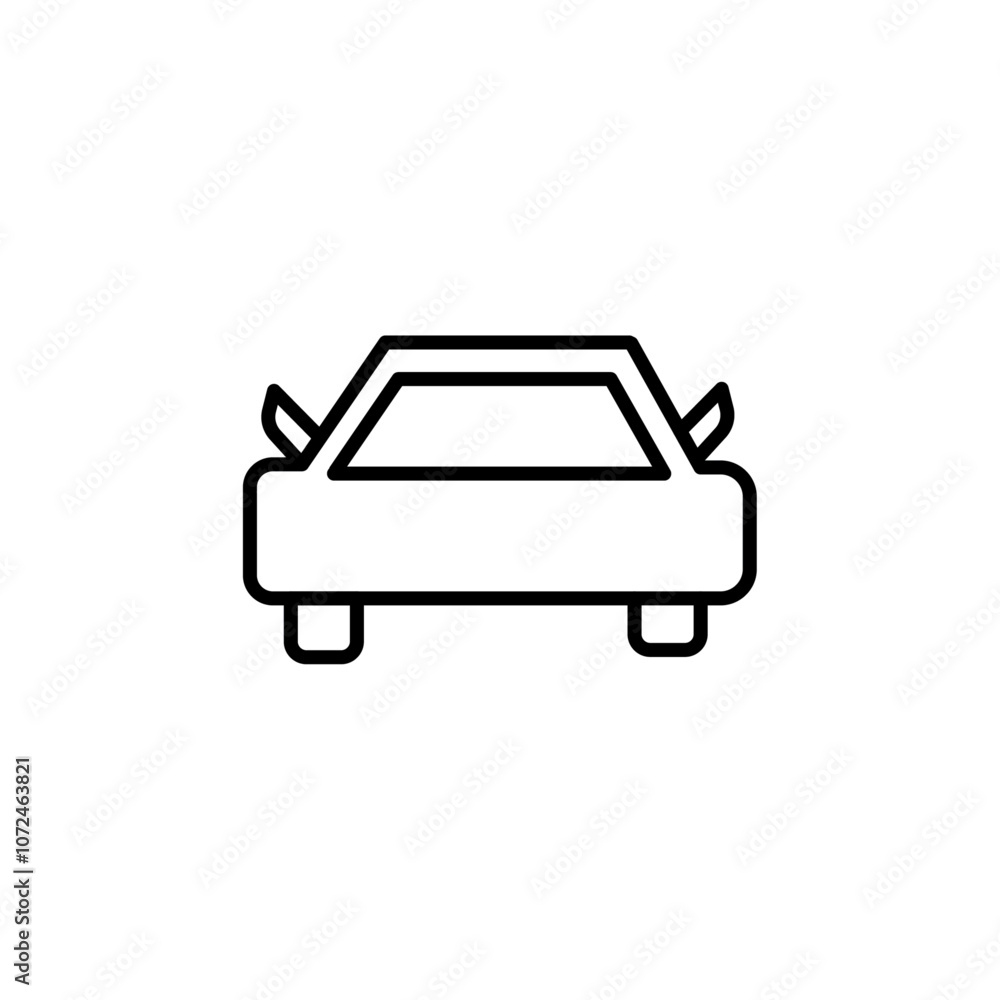 Car icon black and white vector outline sign Car icon black and white vector outline sign