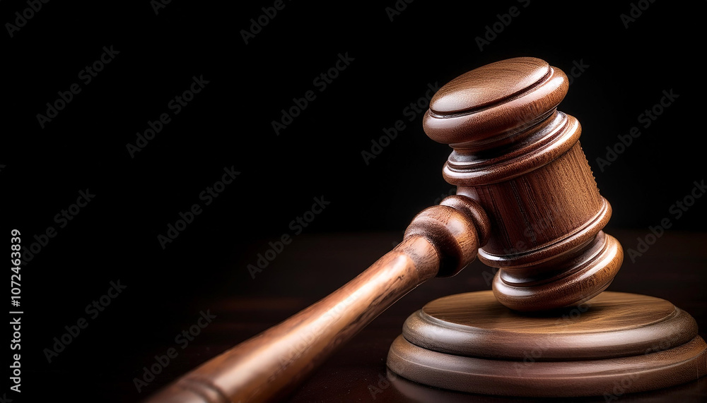 wooden gavel, isolated on a dark black wooden gavel, isolated on a dark black