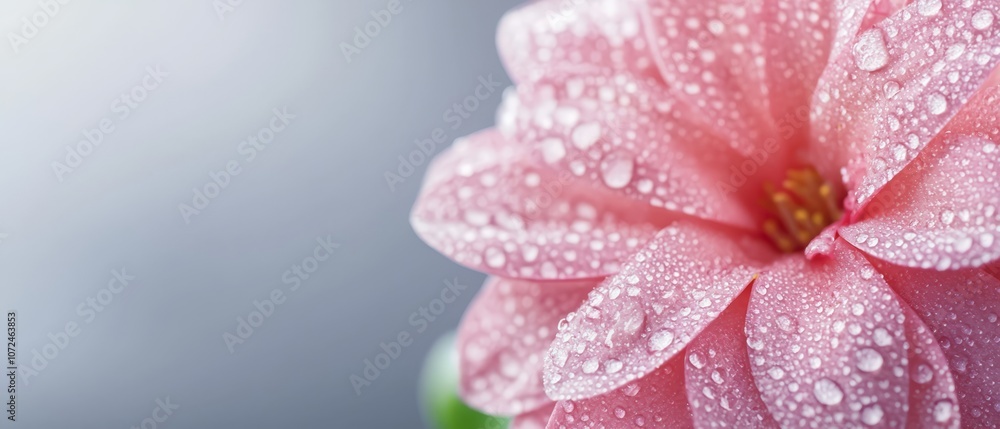 A pink flower with water droplets on it A pink flower with water droplets on it