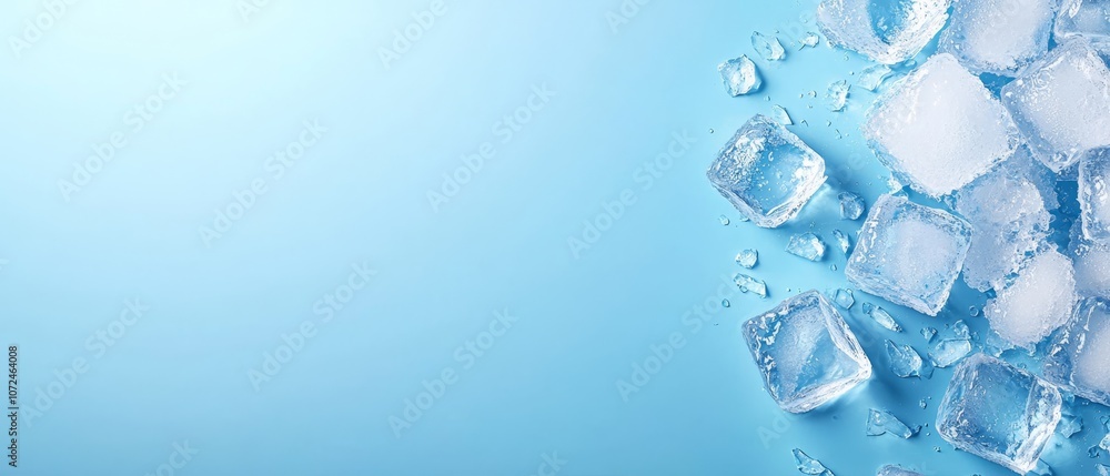 ice cubes on a blue background ice cubes on a blue background