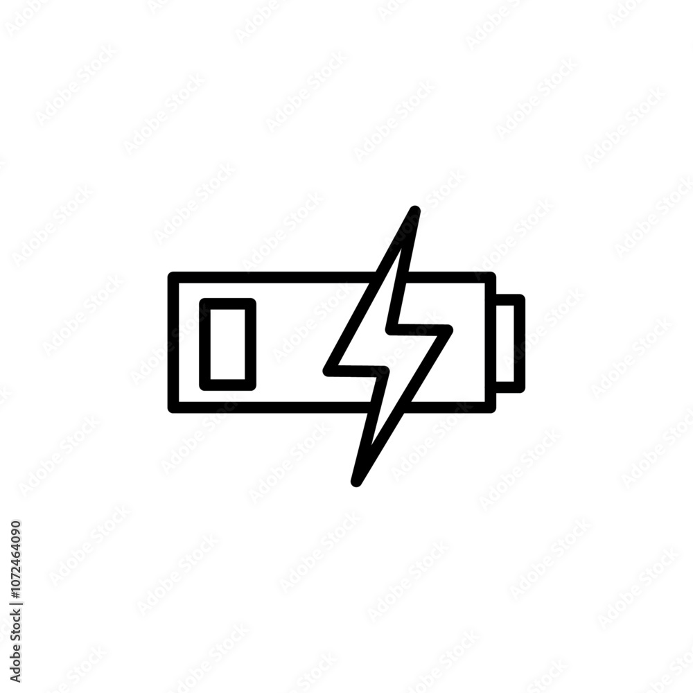 Charging battery icon black and white vector outline sign Charging battery icon black and white vector outline sign