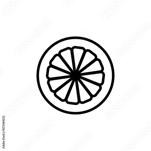 Citrus lemon icon black and white vector outline sign