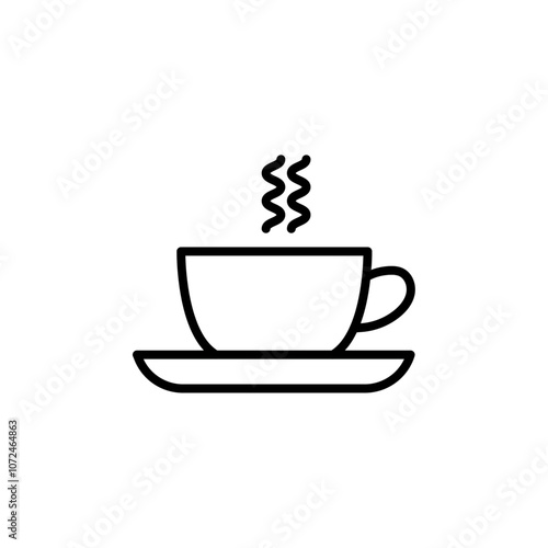 coffee cup icon black and white vector outline sign