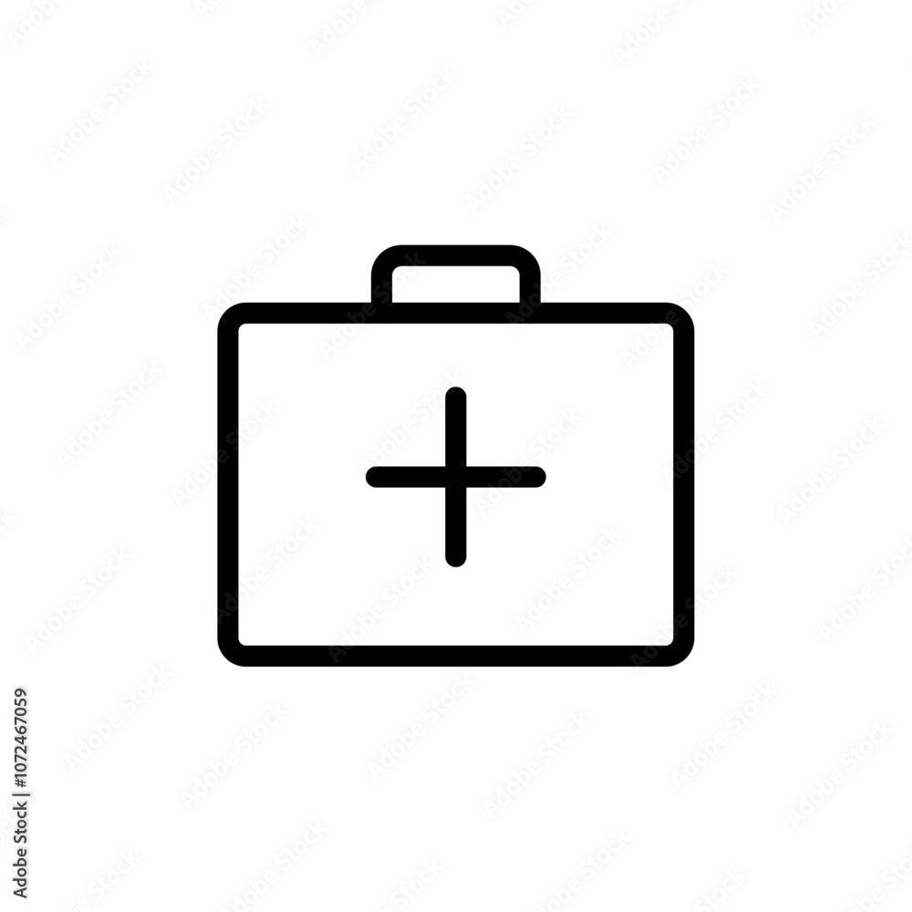 Emergency kit icon black and white vector outline sign Emergency kit icon black and white vector outline sign