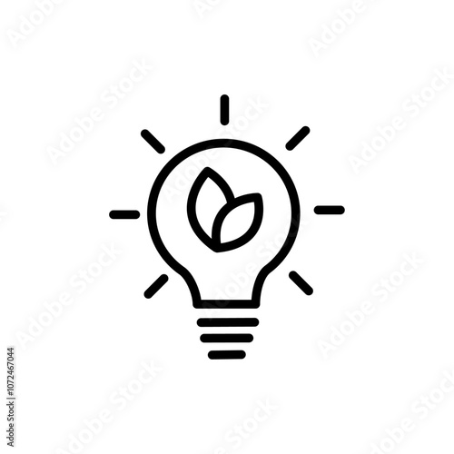 Eco light bulb icon black and white vector outline sign