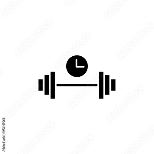 exercise time icon black and white vector outline sign