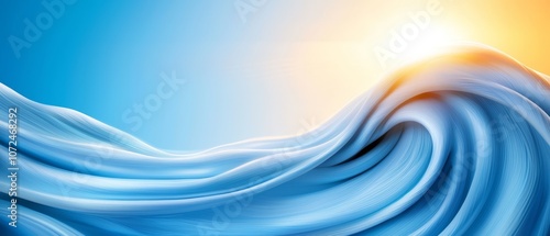 A blue wave with the sun in the background