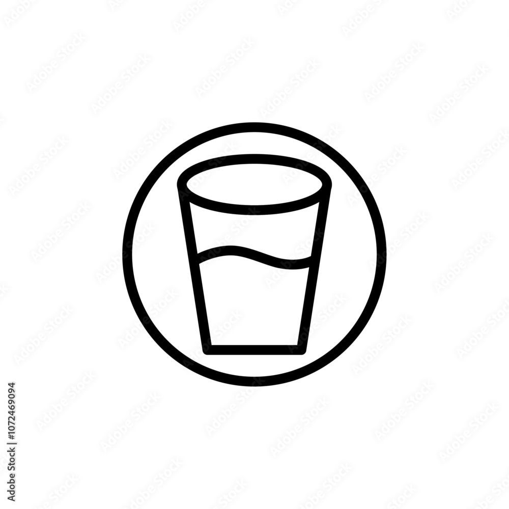Glass of water icon black and white vector outline sign Glass of water icon black and white vector outline sign