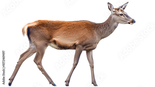 Female red deer isolated on transparent background