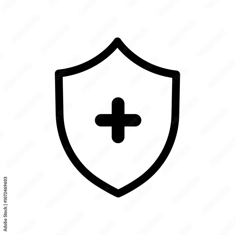 Health insurance icon black and white vector outline sign Health insurance icon black and white vector outline sign