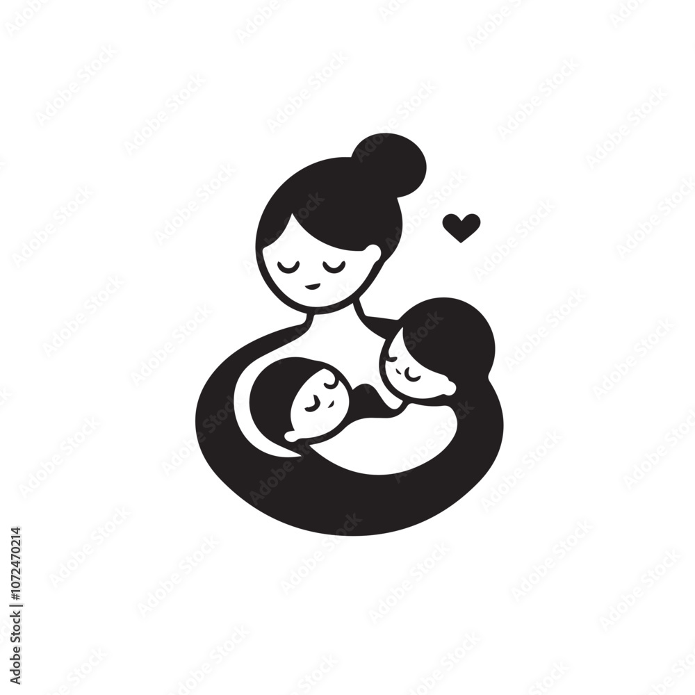 Mother with baby In cartoon, hand-drawn flat style. image for social media, websites and UI. Isolated 2D vector design in logo, icon, sketch style, simple line vector, single color. AI Generative Art. Mother with baby In cartoon, hand-drawn flat style. image for social media, websites and UI. Isolated 2D vector design in logo, icon, sketch style, simple line vector, single color. AI Generative Art.