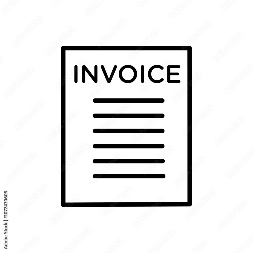 Invoice icon black and white vector outline sign Invoice icon black and white vector outline sign