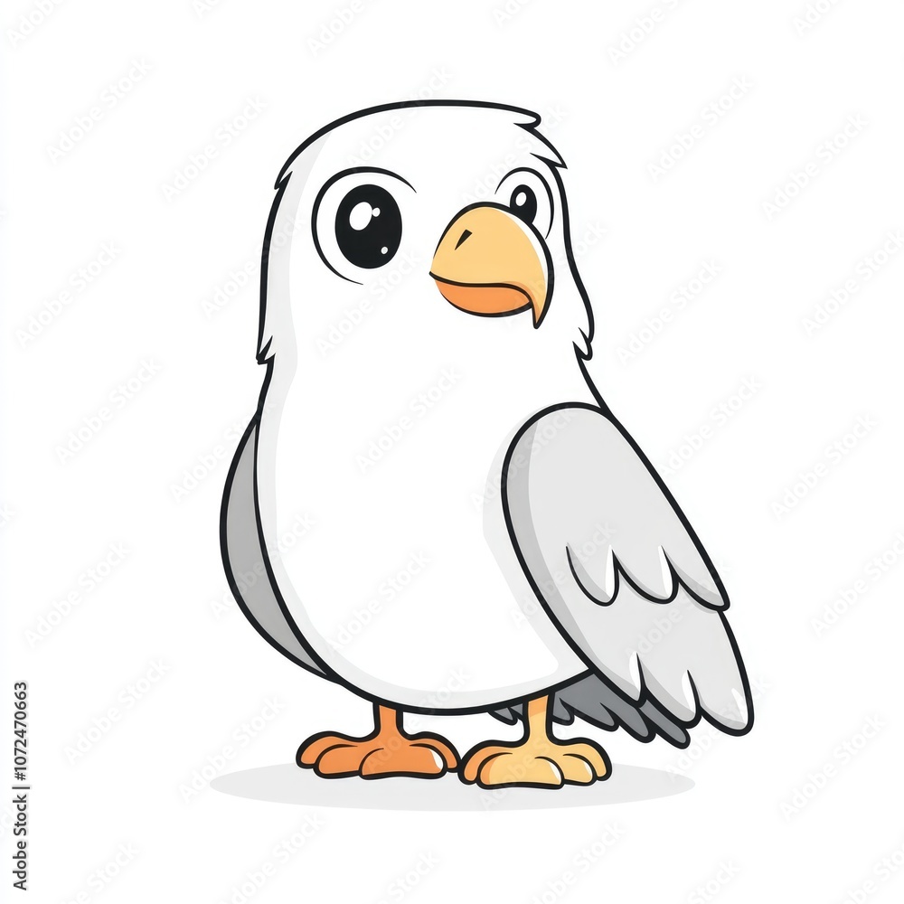 Playful Eagle Character in Simple Line Art Style on White Background Playful Eagle Character in Simple Line Art Style on White Background