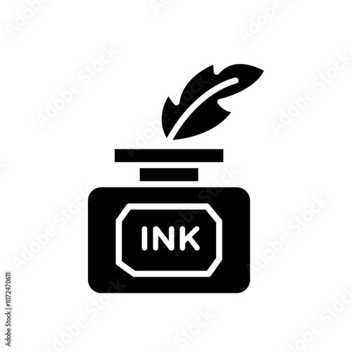 Ink and quill icon black and white vector outline sign