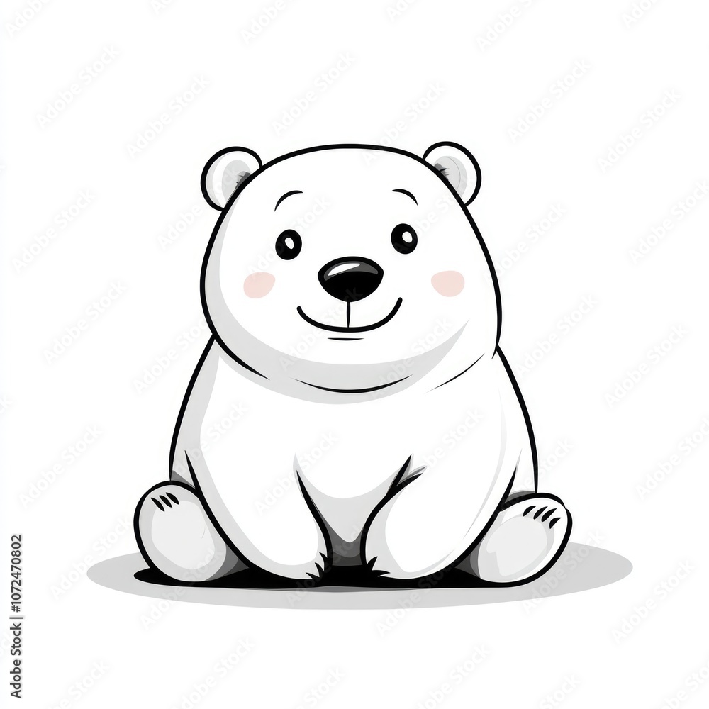 Naklejka premium Whimsical Polar Bear Character in Simple Cartoon Style on Bright Background