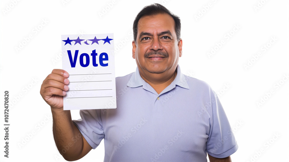 A Hispanic man holds a A Hispanic man holds a