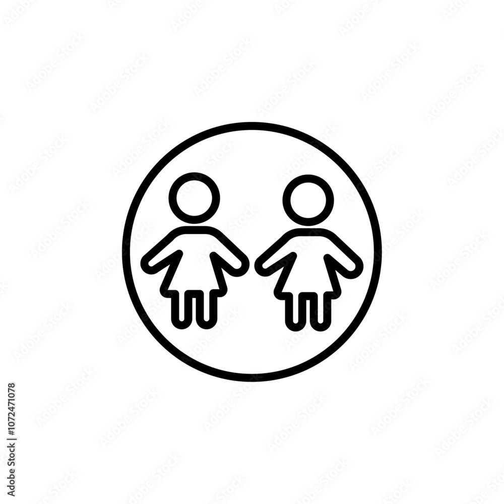 Kids or children icon black and white vector outline sign Kids or children icon black and white vector outline sign