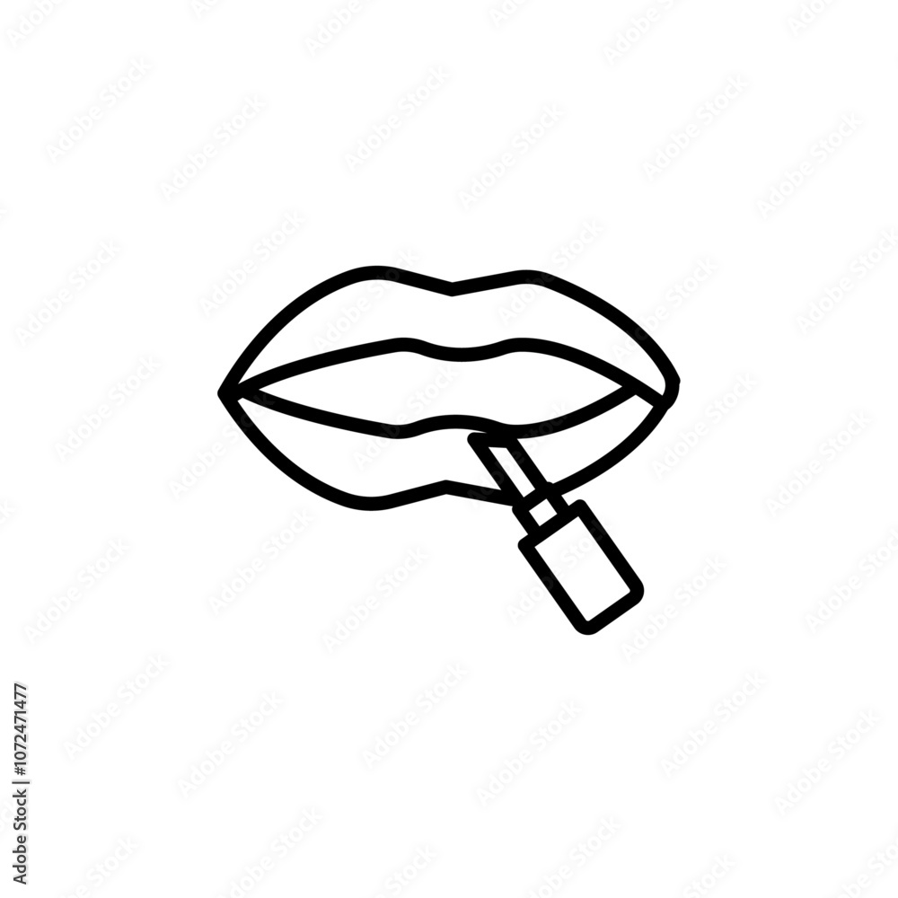 Lipstick icon black and white vector outline sign Lipstick icon black and white vector outline sign